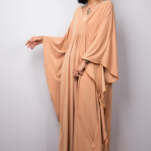 Loose fit Kaftan dress, Batwing Dress, Plus size kaftan, Oversized Light Beige Maxi dress, Kimono Dress FU1S image 5