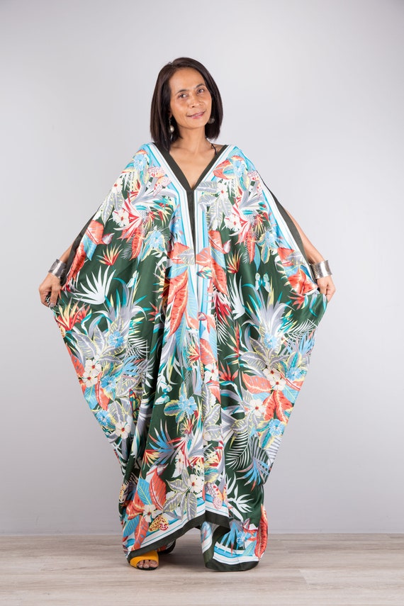 Silky Satin Kaftan for Women Plus Size Caftan Boho Kaftan Maxi Dress Floral Silk Loose Fit Dress Long Dress Kaftan Sleepwear Dress Etsy UK