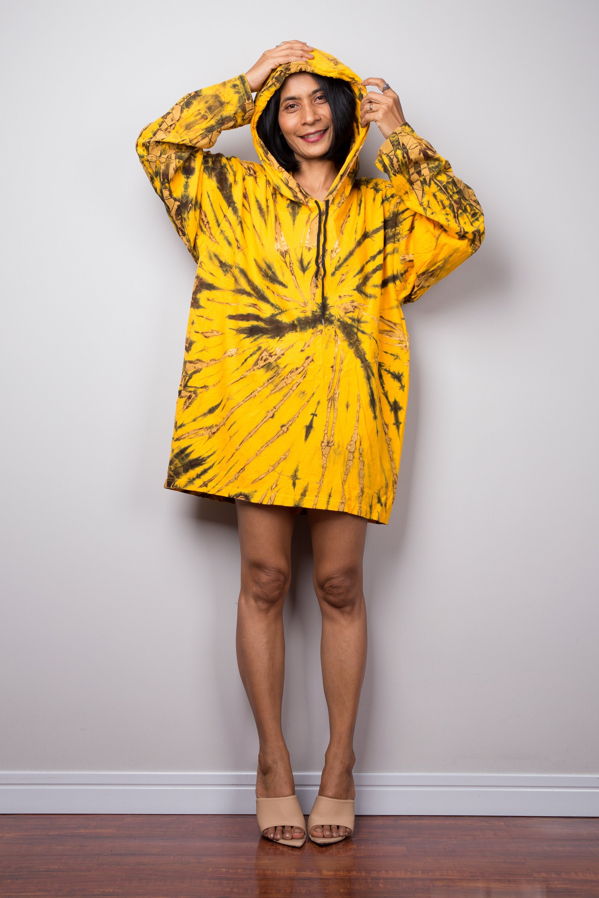 Tie dye Hoodie Yellow Pullover hoodie Tie dye sweatshirt Etsy