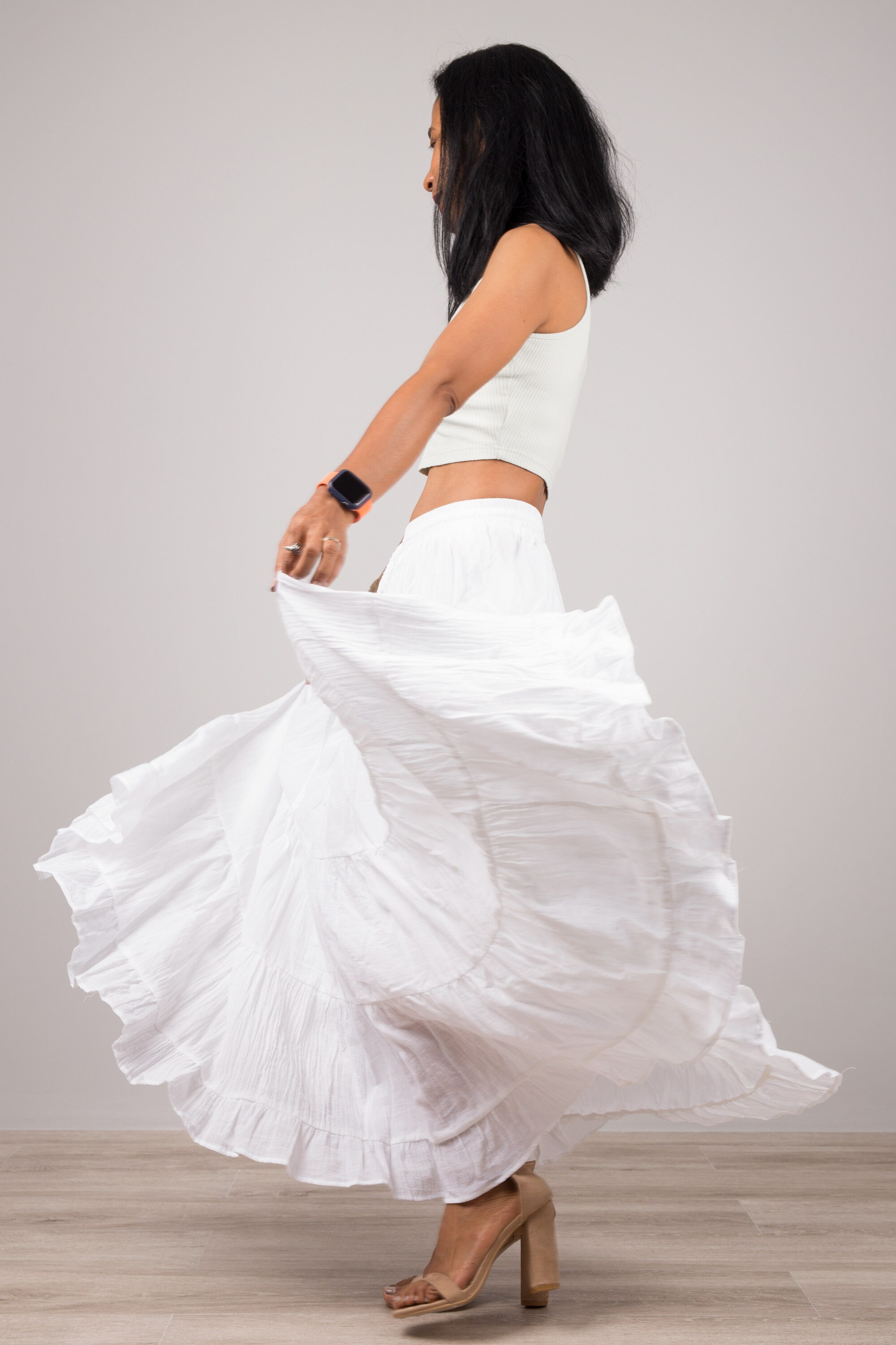 White Cotton gauze Skirt Tiered peasant skirt boho skirt Etsy