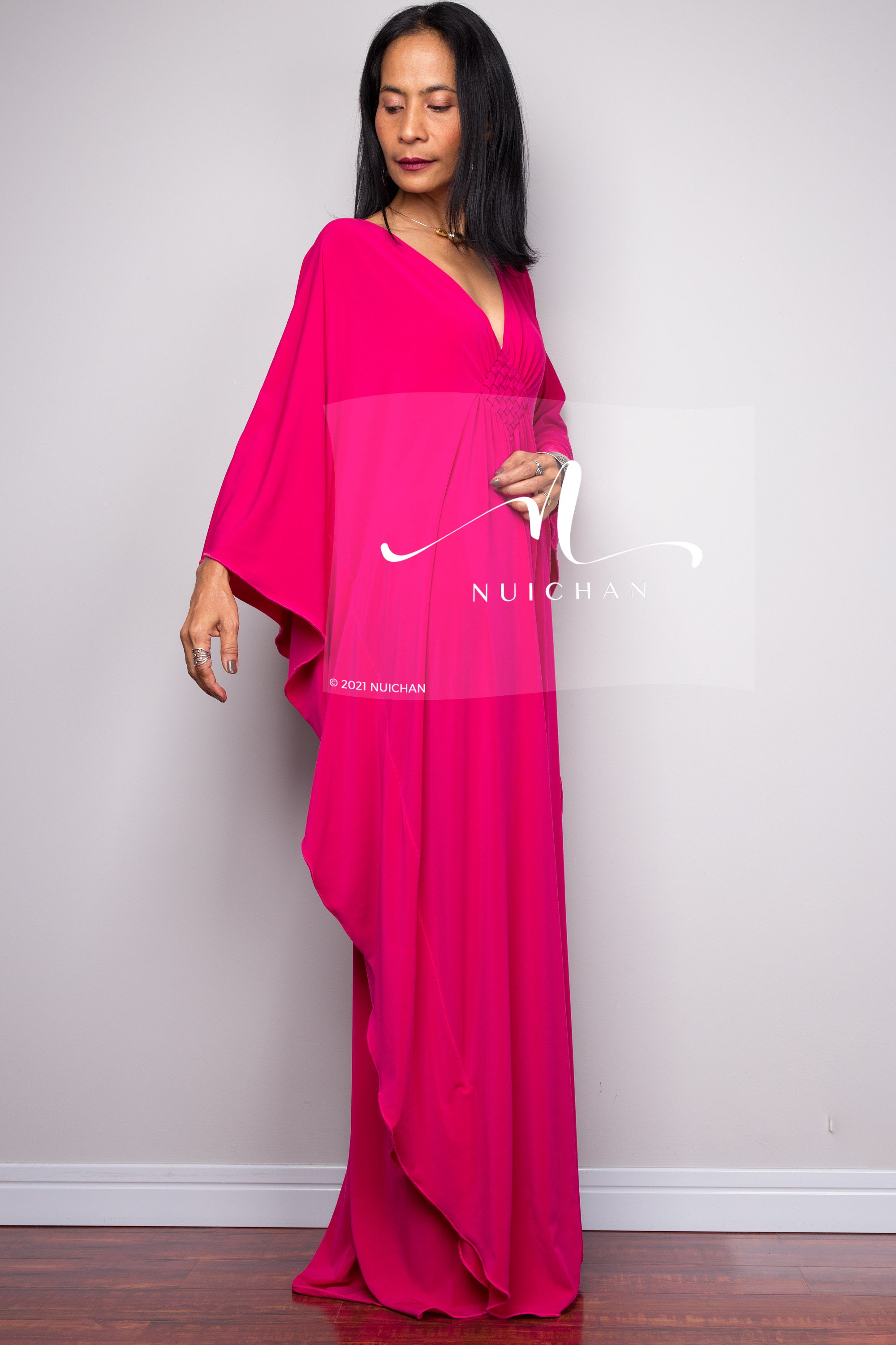 Hot Pink Maxi Dress Kaftan Handmade Evening Dress Maternity Etsy