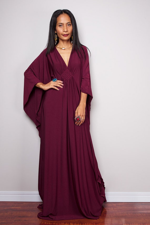 Maxi Dress Kimono Kaftan Maroon 