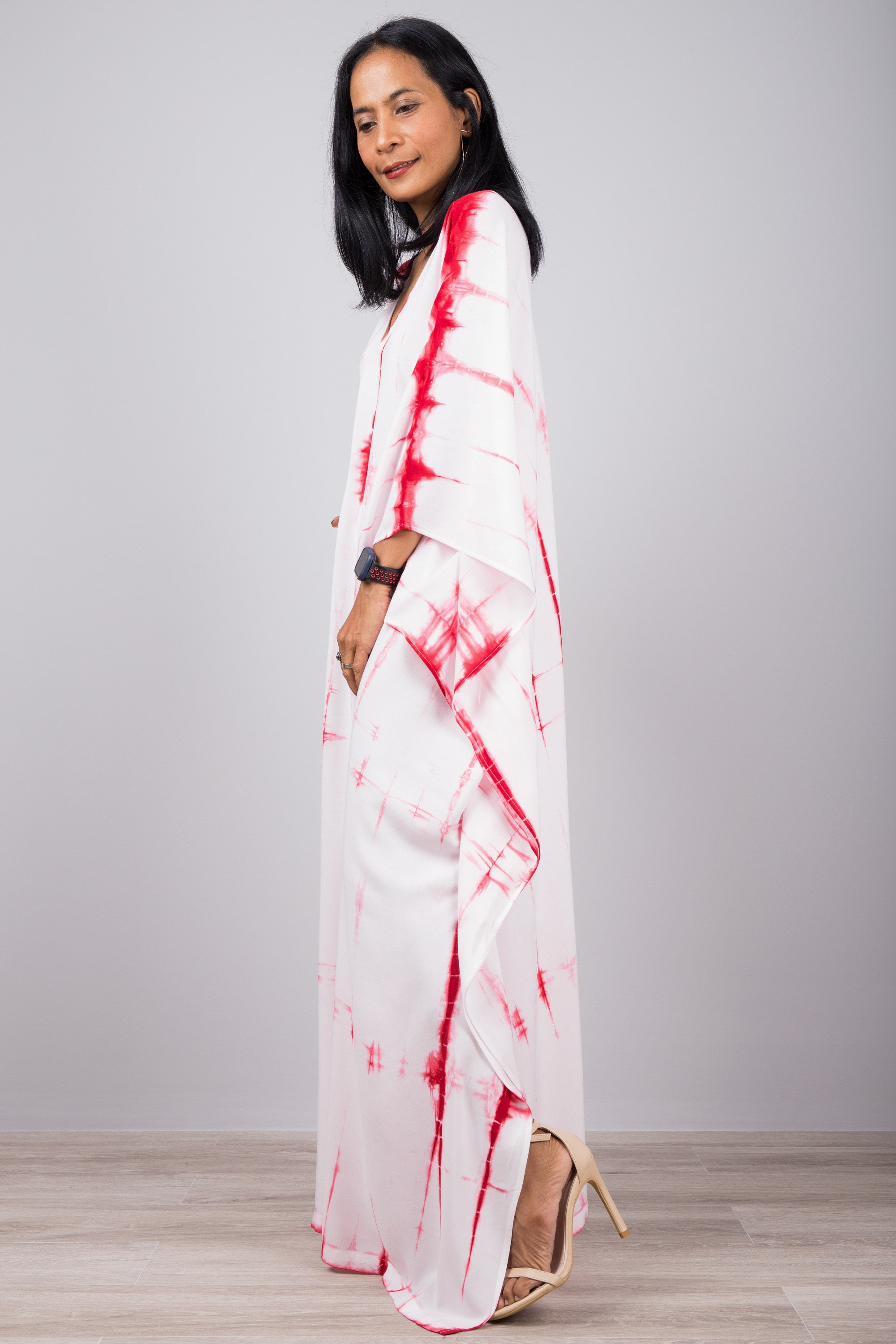 strapless open back dress Shop Women's White Embroidered Kaftan Dress main image 0