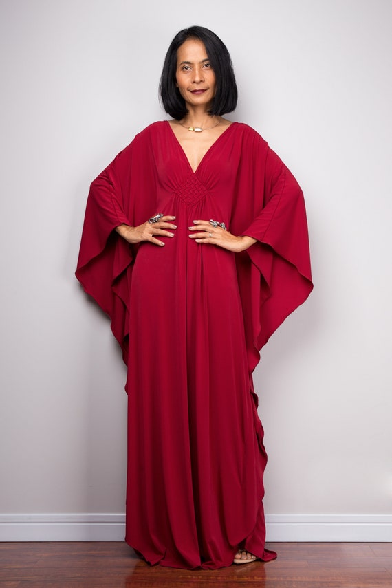 burgundy kaftan dress