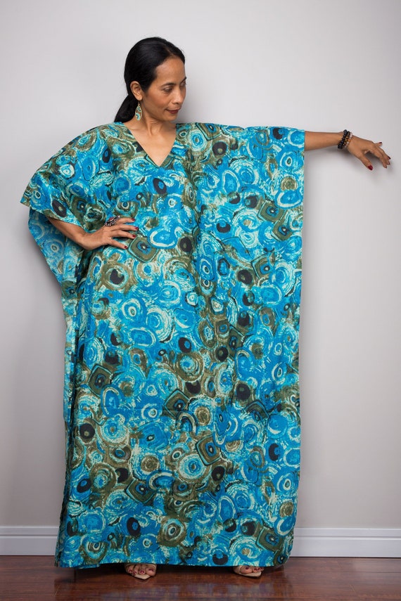 Beach Kaftan Maxi Dress,  Loose fit holiday resort dress , Handmade women's sheer summer cotton dress BEKA