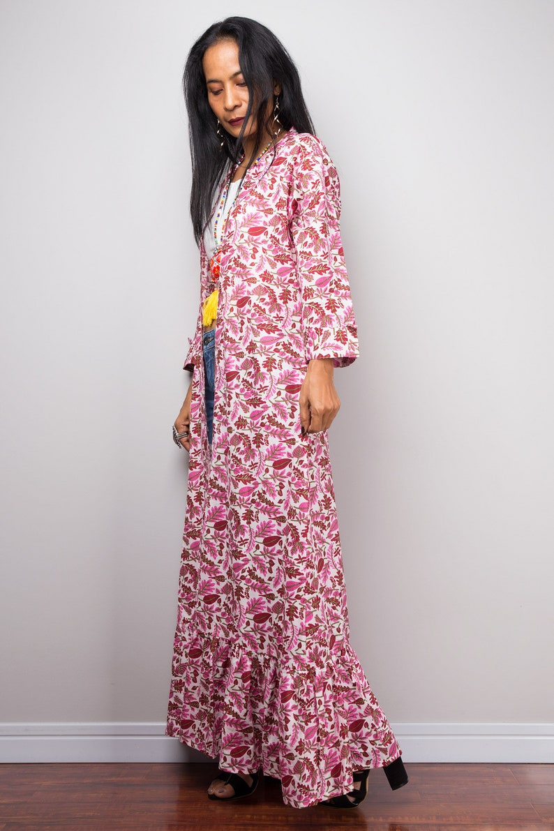 Cardigan Kimono, Pink Duster Vest , Wrap Cape, Beach cover up, Lounge robe image 4