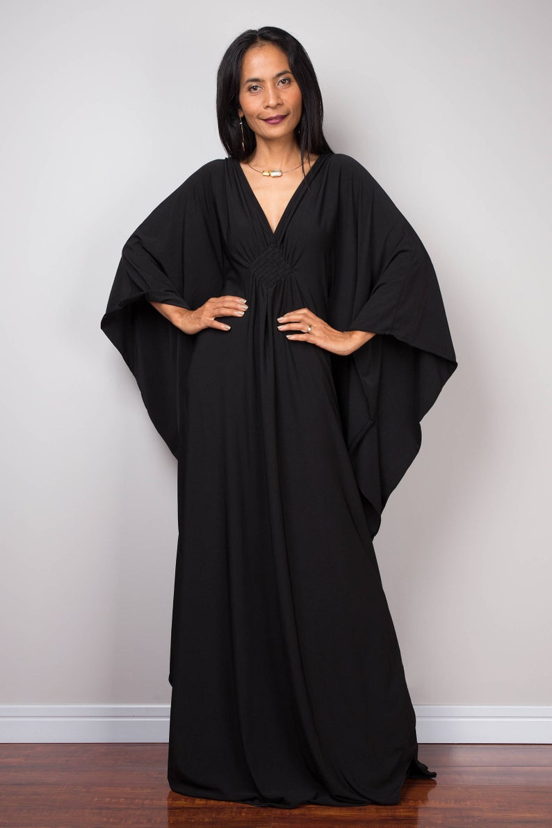 Black Kaftan Dress, Caftan Maxi Dress, Loose fitting women's dress,  Large Black grecian evening dress, Plus size kaftan dress 
