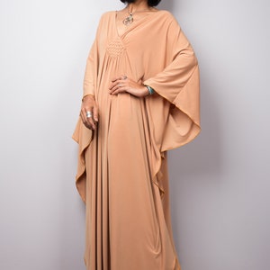 Loose fit Kaftan dress, Batwing Dress, Plus size kaftan, Oversized Light Beige Maxi dress, Kimono Dress FU1S image 6