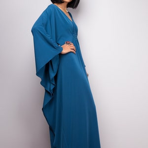 Teal Kaftan Frock Dress With Batwing Sleeves Gala Photoshoot - Etsy