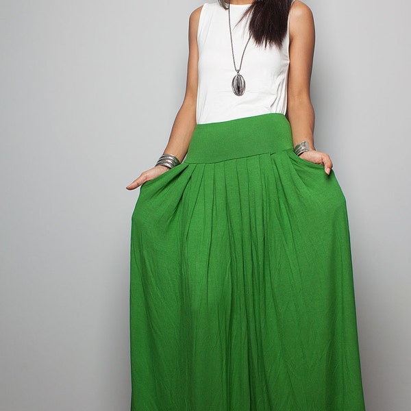 Floor length skirt / Maxi Skirt -  Long Soft Green Skirt : Autumn Thrills Collection