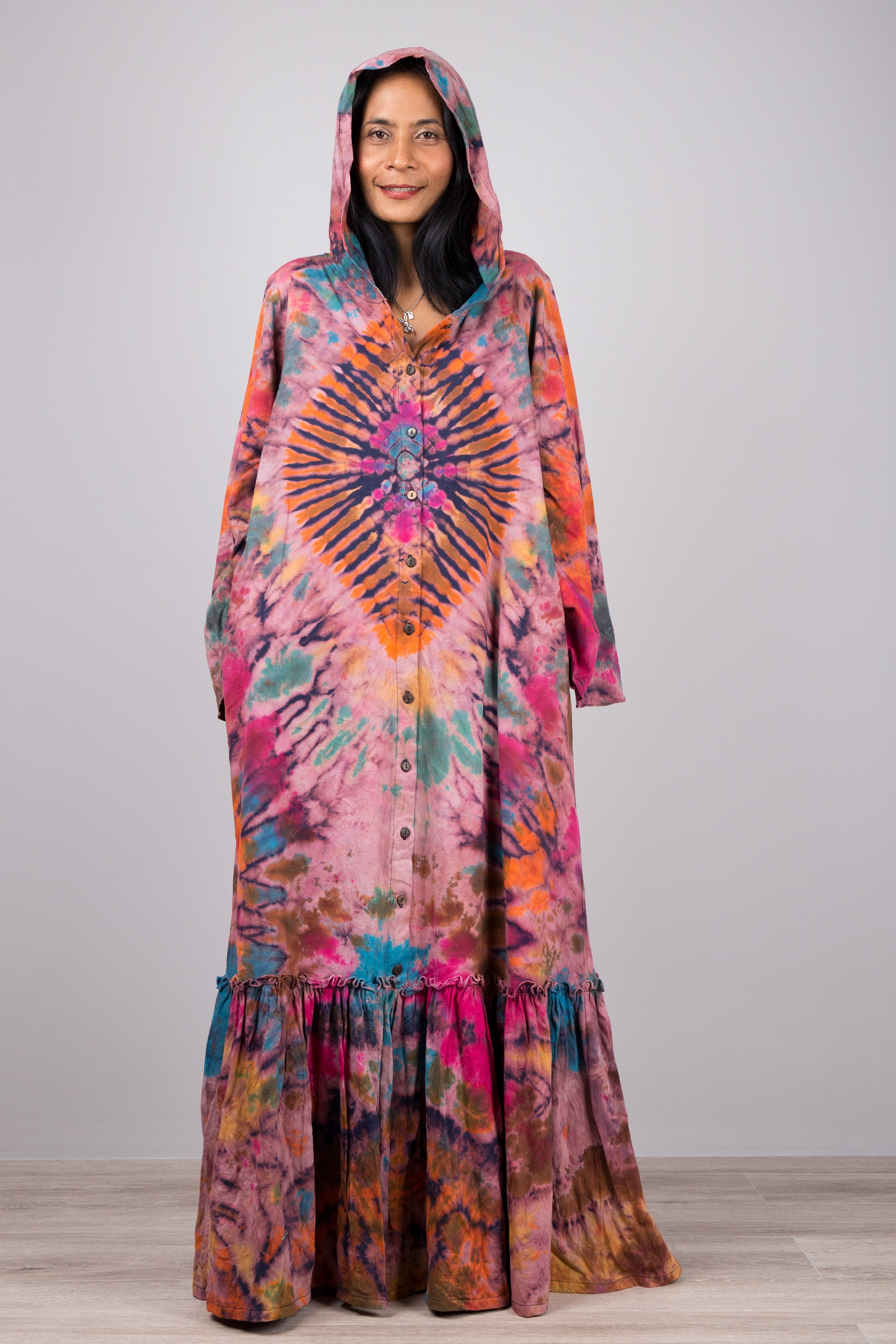 Tie dye Hoodie shirt dress Rainbow Tie dye Dress Boho Etsy