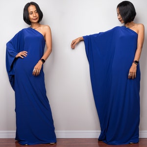 Blue maxi dress, Long blue dress, royal blue kaftan dress, Off shoulder evening dress, gala dress, one shoulder dress, cobalt blue dress