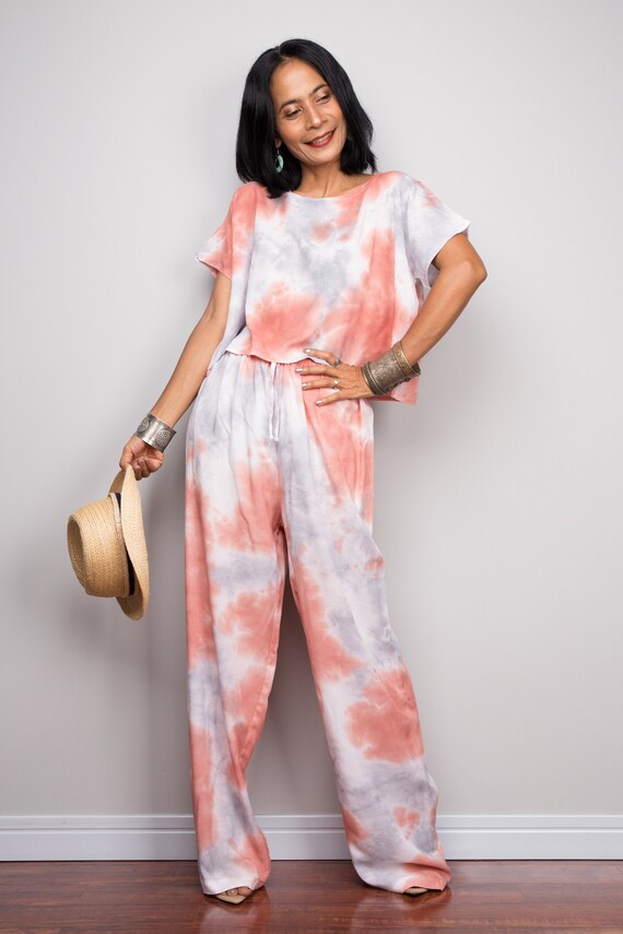 Matching Two Piece Outfit Tie Dye Pants 