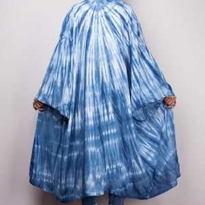 Shibori Kimono Cardigan, Tie dye duster vest, Summer Vest, Blue and white duster, Wrap Cape, Long Sleeved Cardigan, Indigo Beach cover image 3