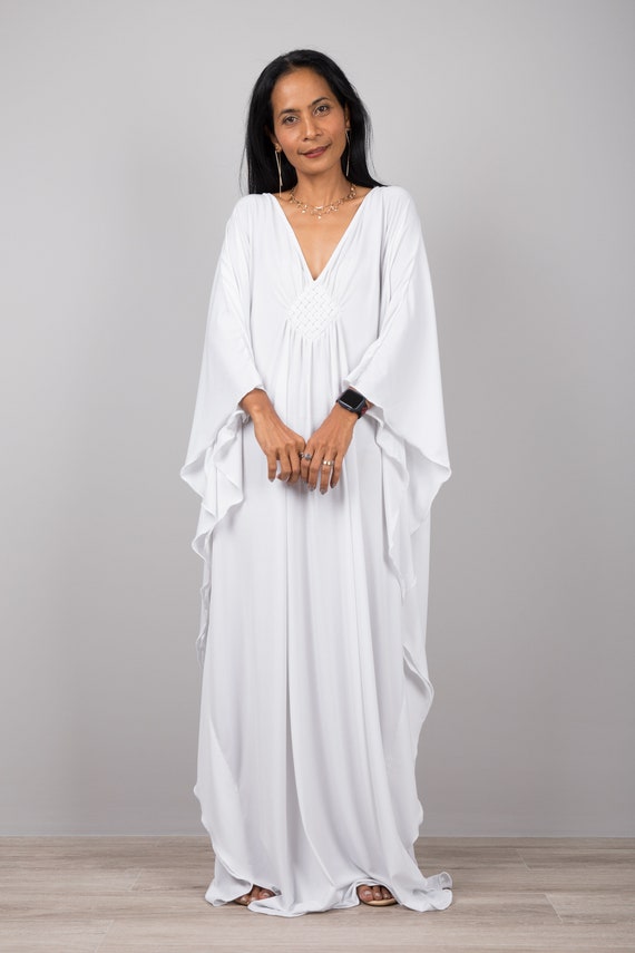 Vestido blanco para mujeres talla grande kaftan Vestido - Etsy México Vestido blanco para mujeres talla grande kaftan Vestido - Etsy México