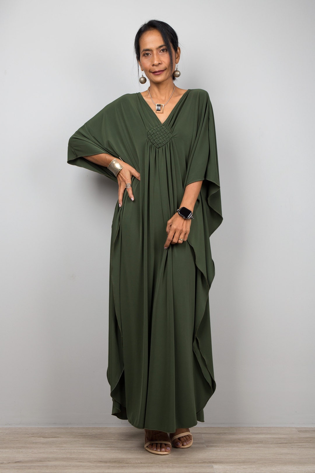Green Caftan Maxi Dress for Petite to Regular Women Oversized Kaftan ...