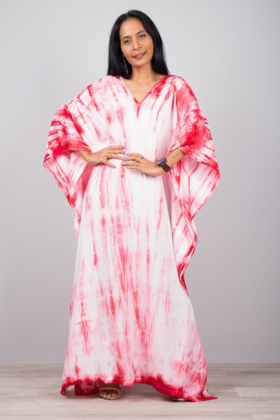 knee length dresses for ladies Sayya Red Tie Dye Silk Maxi Dress