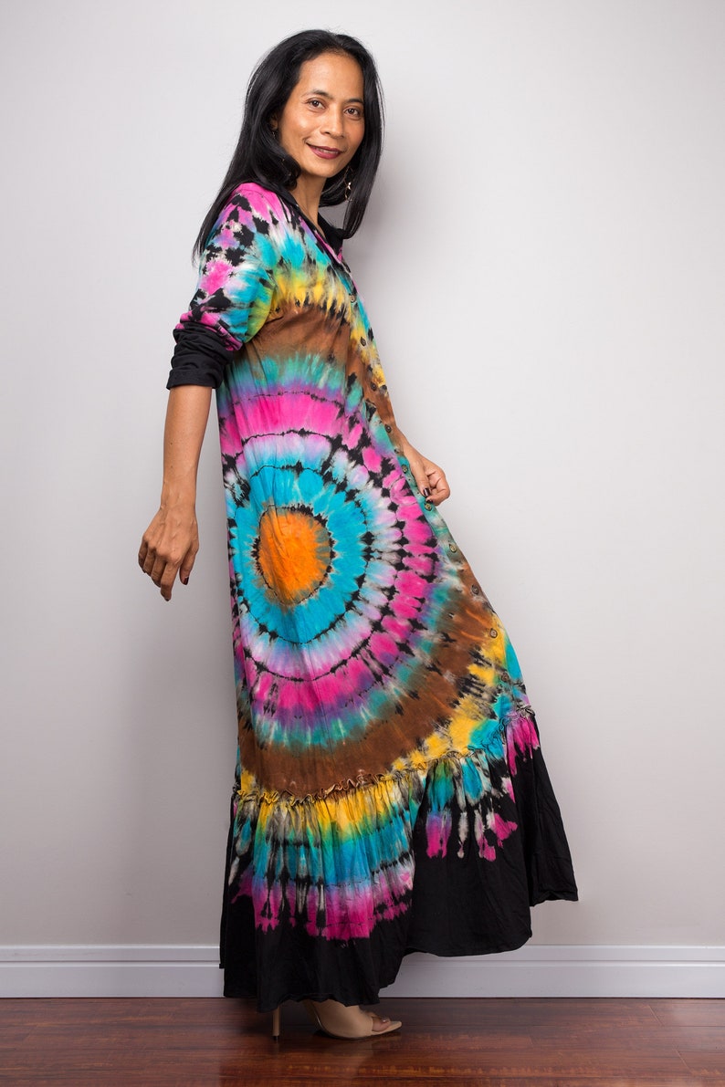 Boho Tie dye shirt dress Tied dye Dress Festival dress | Etsy