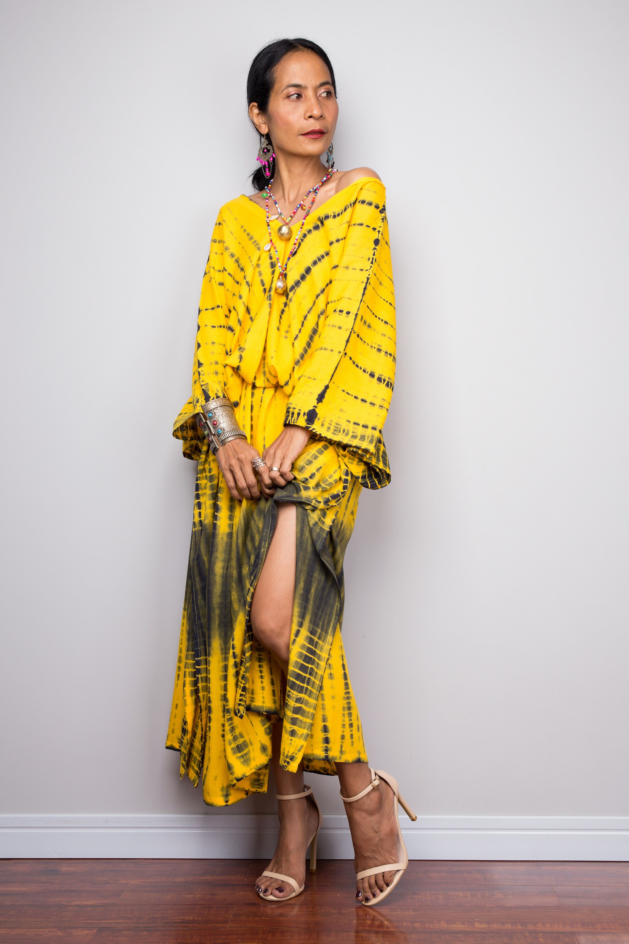 yellow kaftan dress