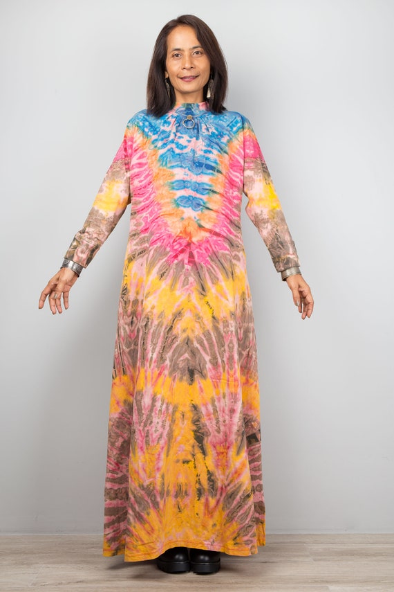 chinese dress ladies Tie Dye Print Mesh Maxi Dress, Green Multi – Jolie Moi Retail