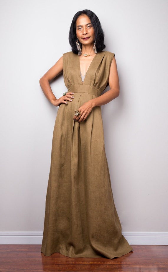 Linen Dress Sleeveless Maxi Dress Long Linen Cocktail Dress | Etsy