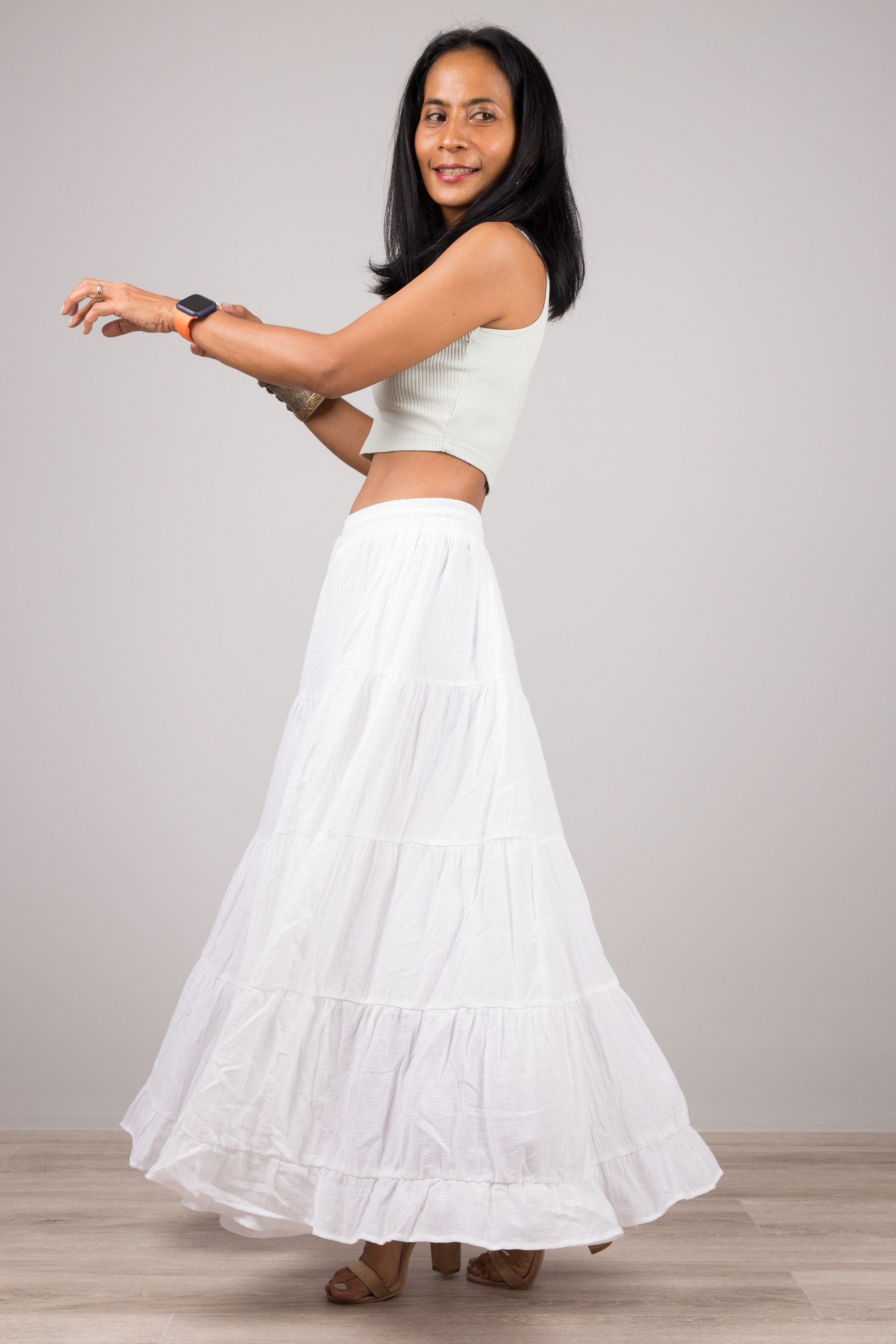 White Cotton gauze Skirt Tiered peasant skirt boho skirt Etsy