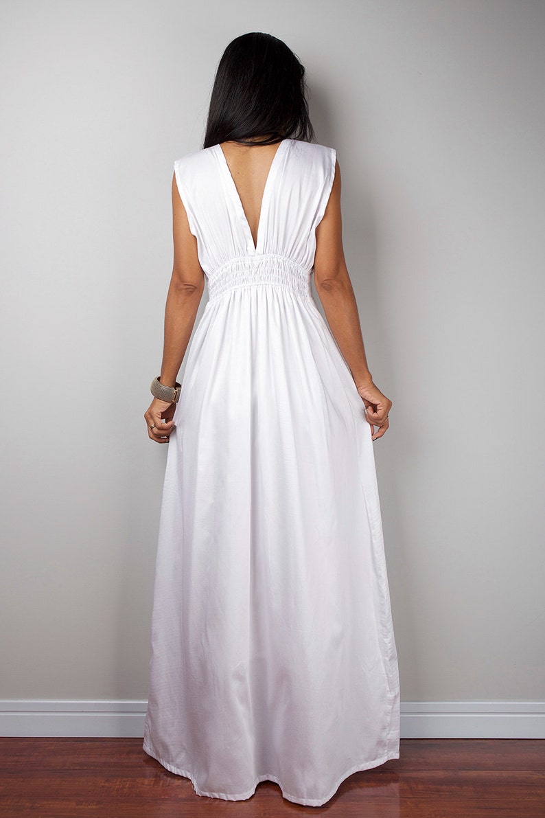 Sleeveless Long White Maxi Dress Cotton Bridesmaid dress Etsy