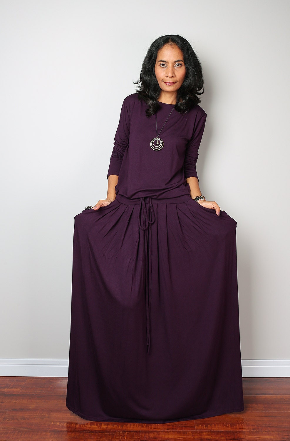 Maxi Dress Long Sleeved Dark Purple 