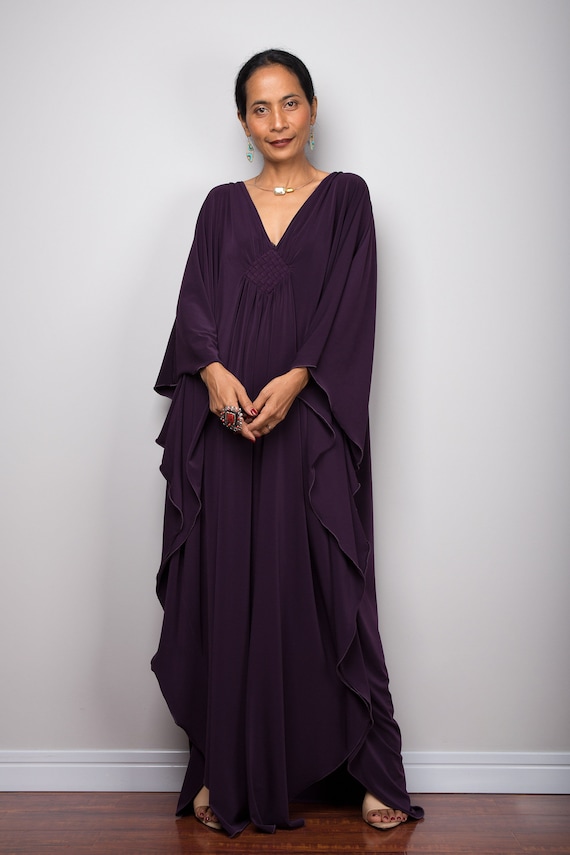 Purple Maxi Kaftan Dress, Maternity Photoshoot Gown, Plus Size