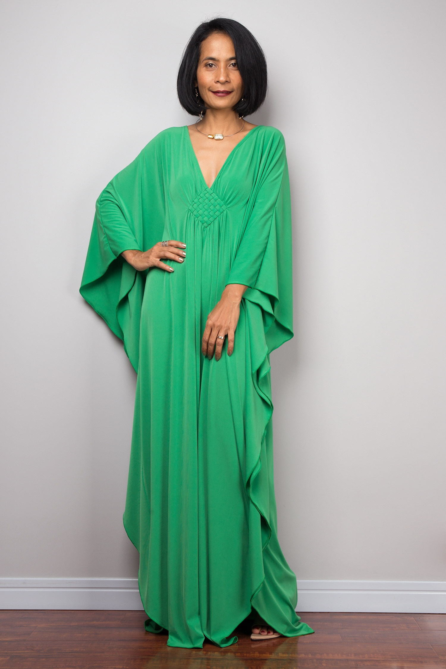 Green Kaftan Maxi Dress Oversized Kaftan Frock Dress Kimono | Etsy