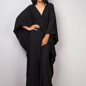 Black Kaftan Dress, Caftan Maxi Dress, long sleeve black dress, Large Black grecian evening dress, Plus size kaftan dress