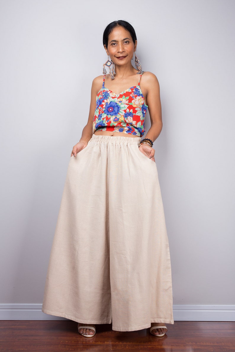 Cotton Palazzo pants, Wide Leg Pants, women maxi summer pants imagem 6