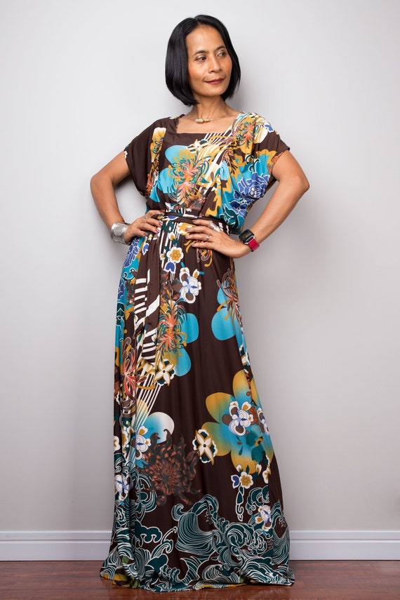 Floral Maxi Dress Boho Evening Dress With Flower Print | Etsy