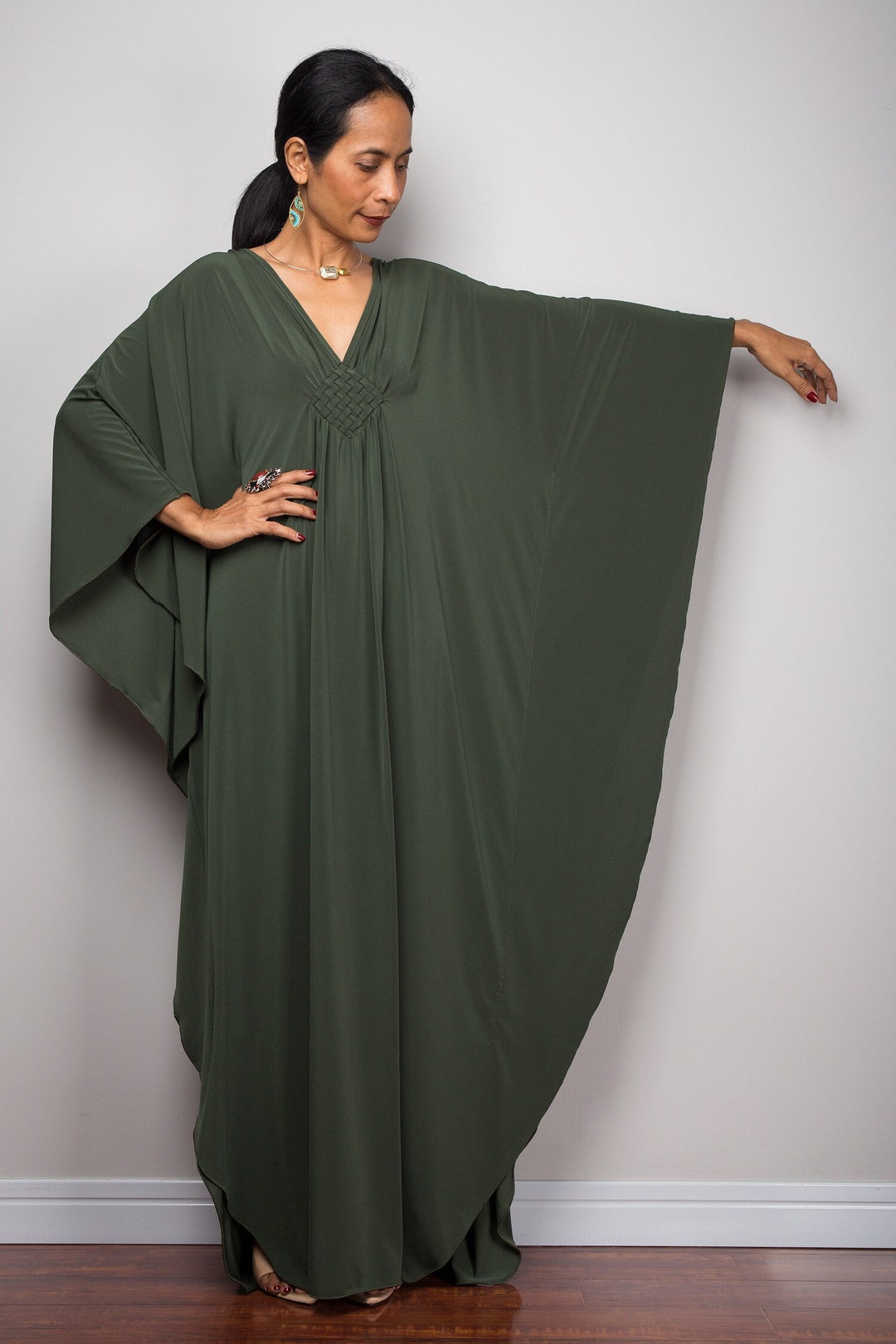 Kaftan Maxi Dress in Olive Green Women's Caftan Frock - Etsy