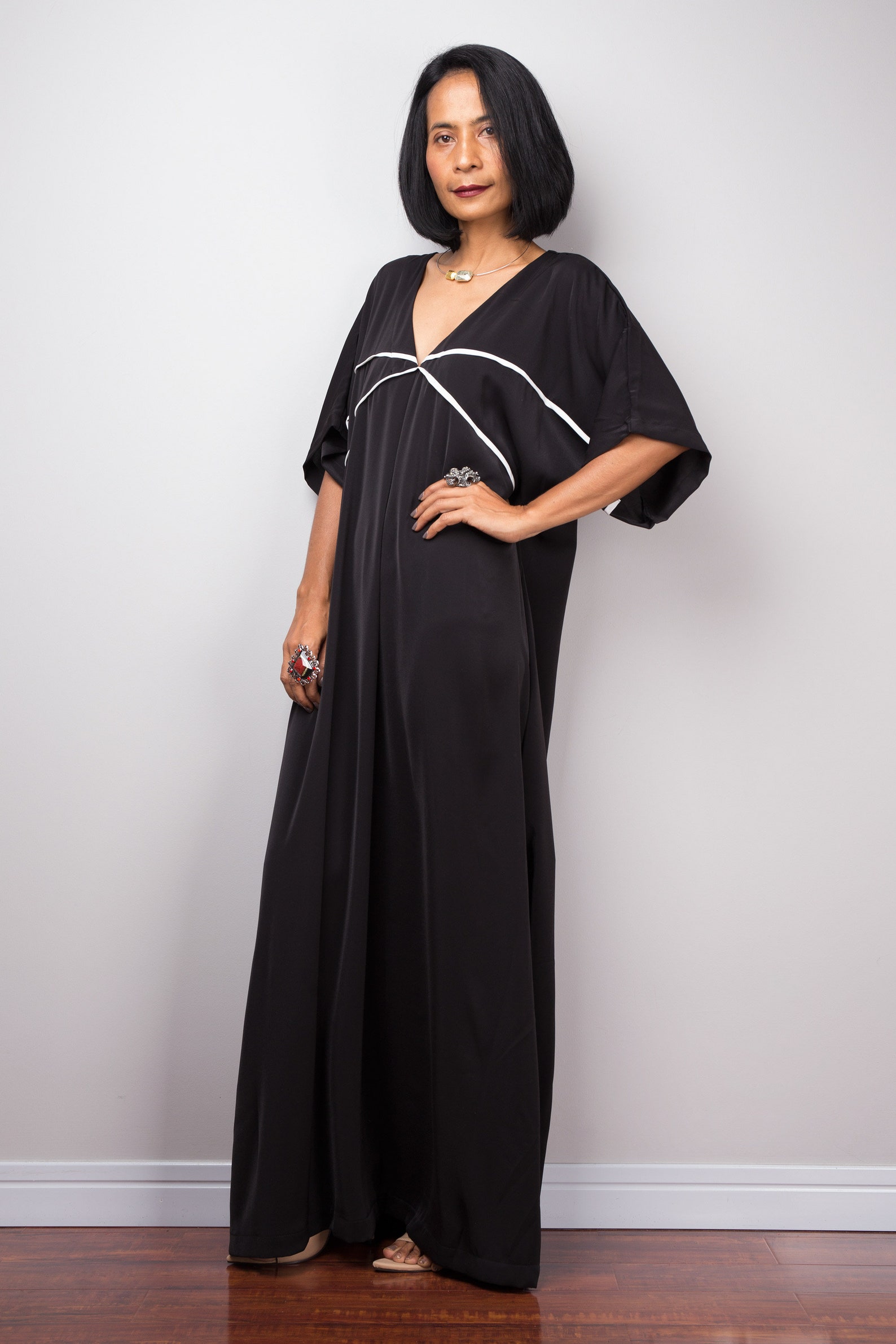 Loose fit Black Maxi Dress Gala Evening dress Resort dress | Etsy