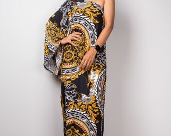 one shoulder boho maxi dress Veda One Shoulder Maxi Dress Black/Rose / S