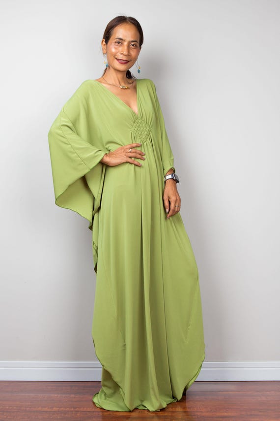 Green Kaftan Maxi Dress, Fern Green Caftan, Long Green Dress, Photoshoot  Dress, Kimono Dress, Loose Fit Maternity Dress - Etsy
