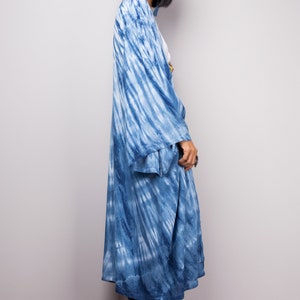 Shibori Kimono Cardigan, Tie dye duster vest, Summer Vest, Blue and white duster, Wrap Cape, Long Sleeved Cardigan, Indigo Beach cover image 6