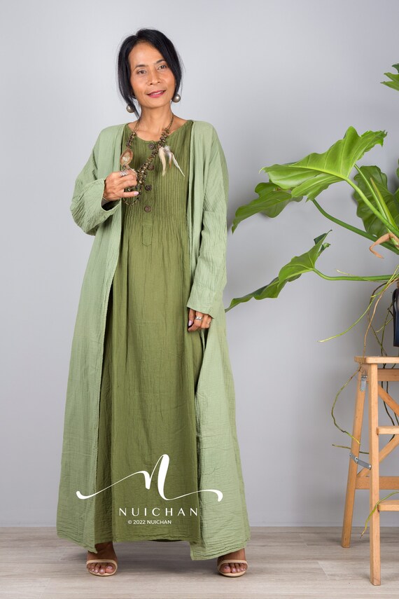 Green duster cardigan sale