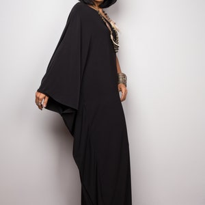 Black one shoulder dress, Long black kaftan dress, Off shoulder evening dress, cocktail dress, black party dress, caftan maxi dress image 8