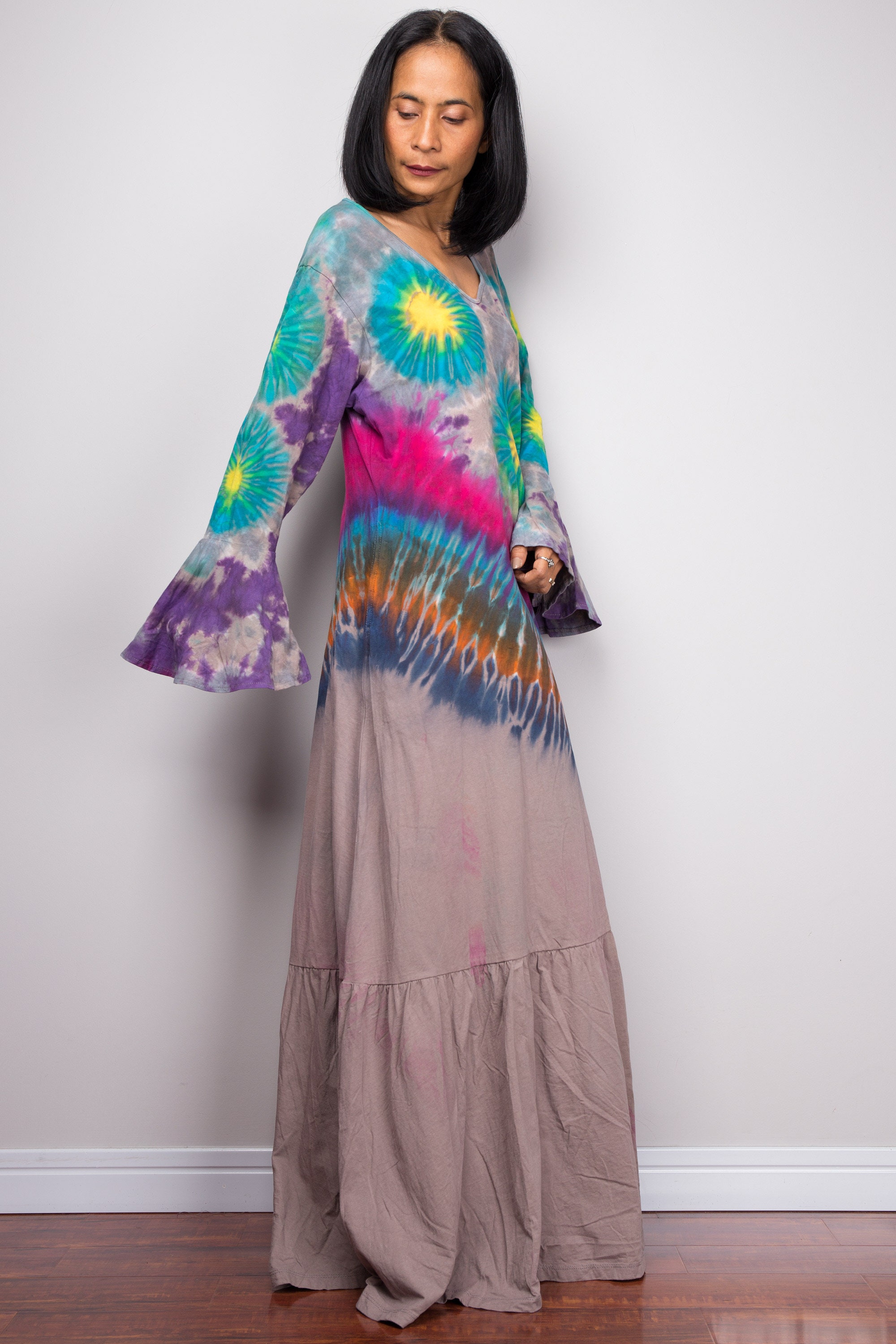 Tie Dye Maxi Dress Lounge Dress Summer Dress With Inseam | Etsy