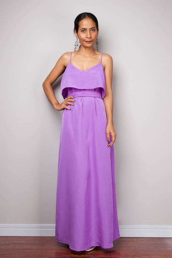 Bridesmaid dress Ruffle dress Halter Dress Purple dress | Etsy