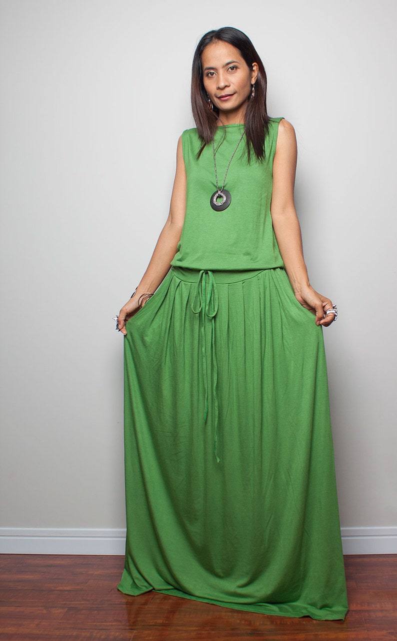 PLUS SIZE Maxi Dress Sleeveless Green Dress : AUT9P - Etsy