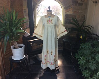Robe Boho New Hero En Coton Gaze Olive - Taille S/M, Occasion En Très Bon état