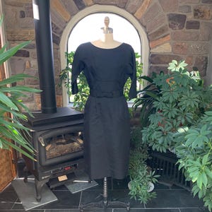 1960s Black Silk Bow Belt Cocktail Dress - Nelson-Caine New York