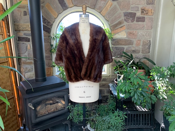 Vintage 1960s Dark Brown Mink Stole, Vintage Sixt… - image 1