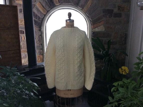 Vintage Irish Fisherman Wool Sweater Unisex, Handm