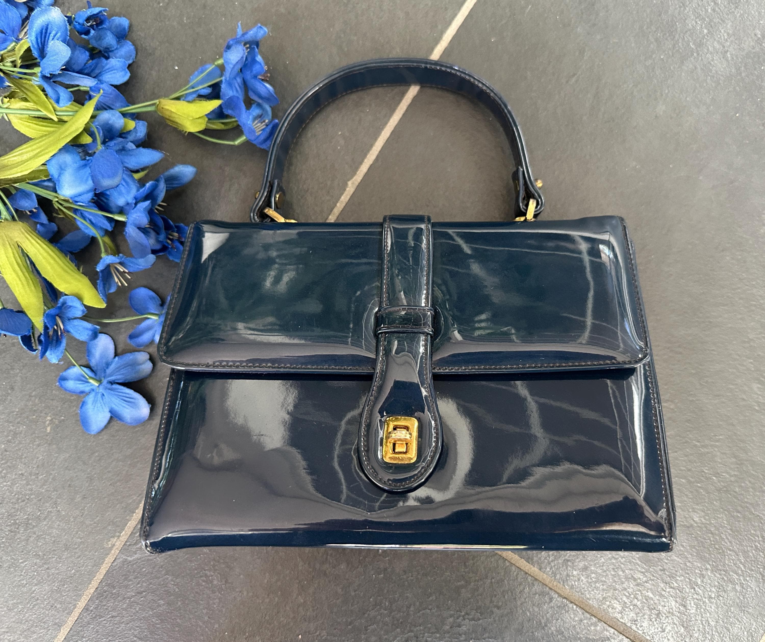 Coach Navy Turnlock Bag - Etsy