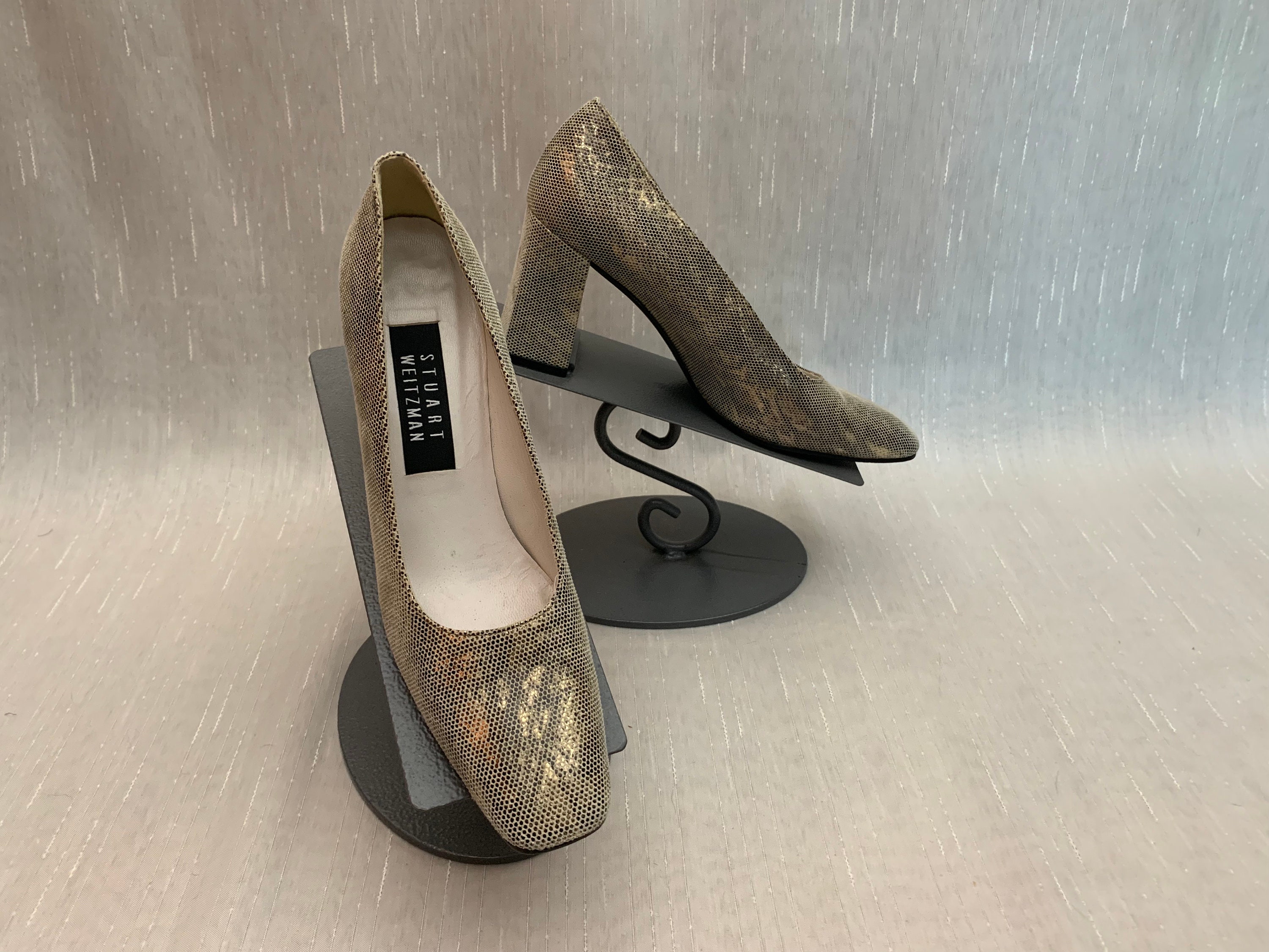 Vintage 1990s Stuart Weitzman Tan Gold Black Snakeskin Vintage 1990s Stuart Weitzman Tan Gold Black Snakeskin