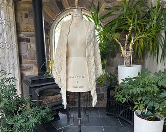 Vintage 1970er Jahre Acryl Gehäkelte Hochzeit Brautschal / Brautschal
